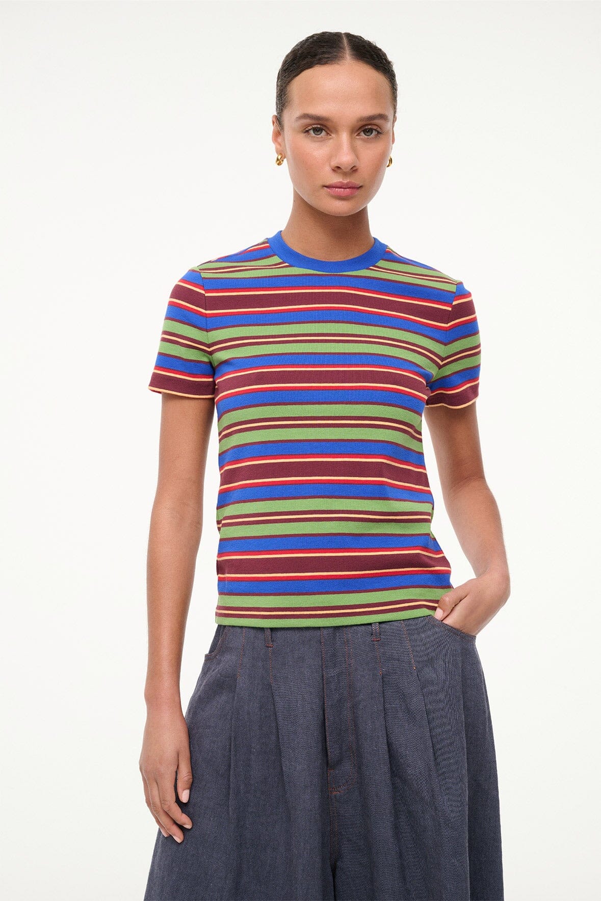 WEEKEND CREW TEE SPECTRUM STRIPE